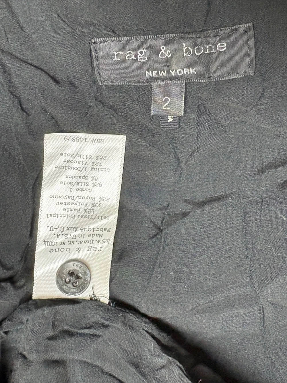 Rag & Bone Navy Silk Rayon Sleeveless Spaghetti Strap Dress Buttons Size S Boho